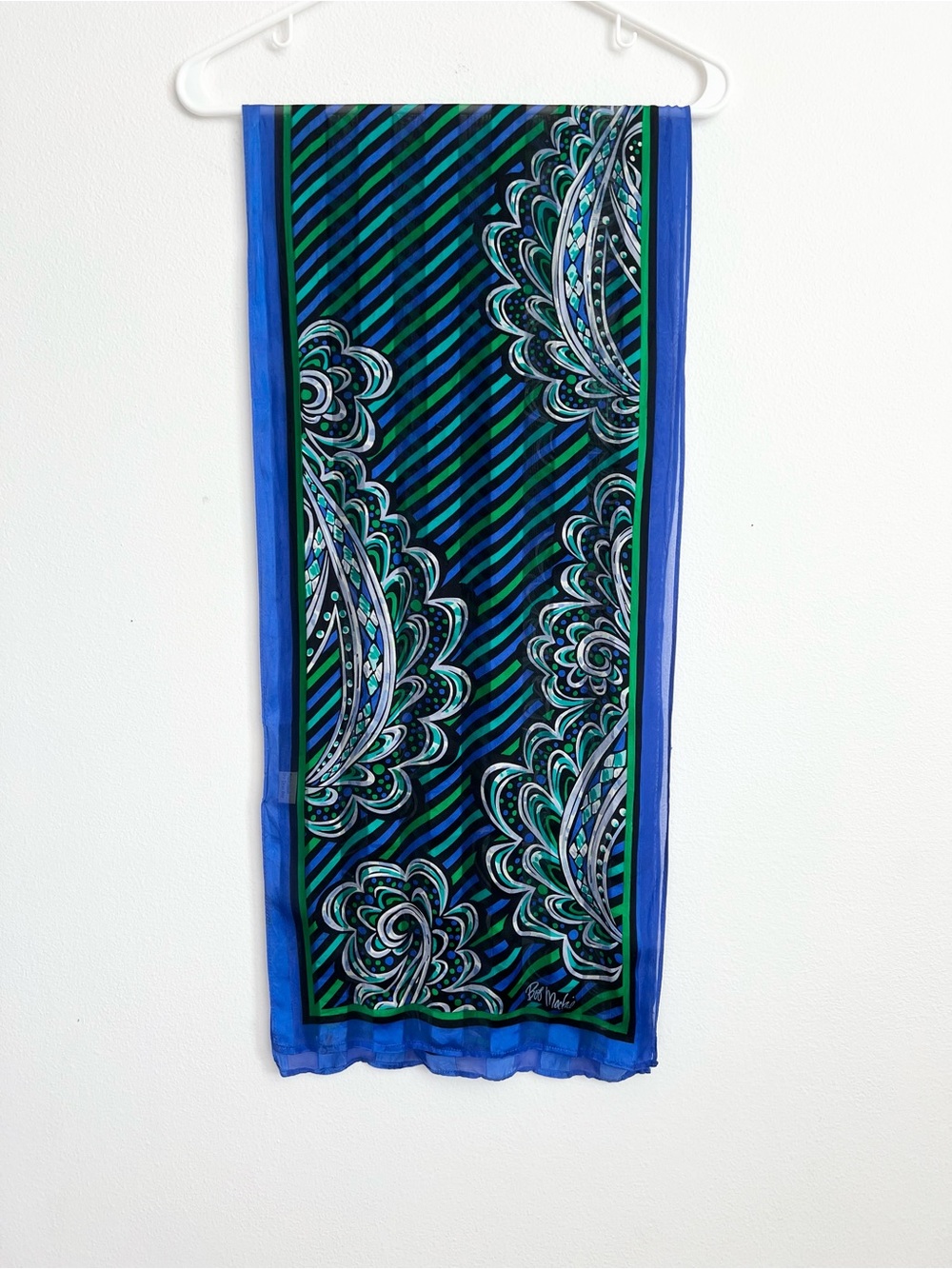 Bob Mackie Silk Wearable Art Scarf VTG Paisley Geometric 90s Boho Maximalist